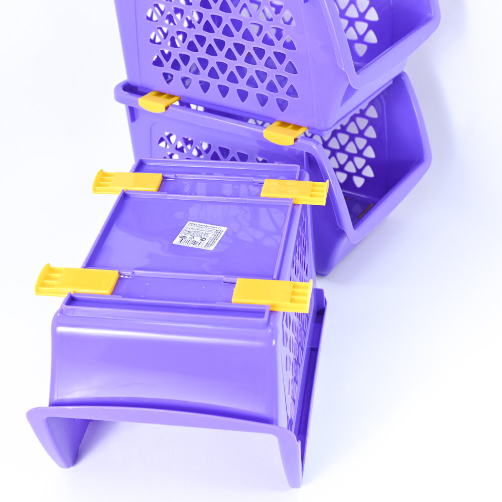 Корзины для хранения, набор 3 шт. по 10 л. (цвет фиолетовый) - фотография № 6