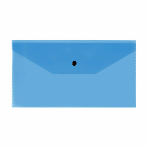 Папка-конверт на кнопке СТАММ С6, 150мкм, пластик, прозрачная, синяя, 20 шт