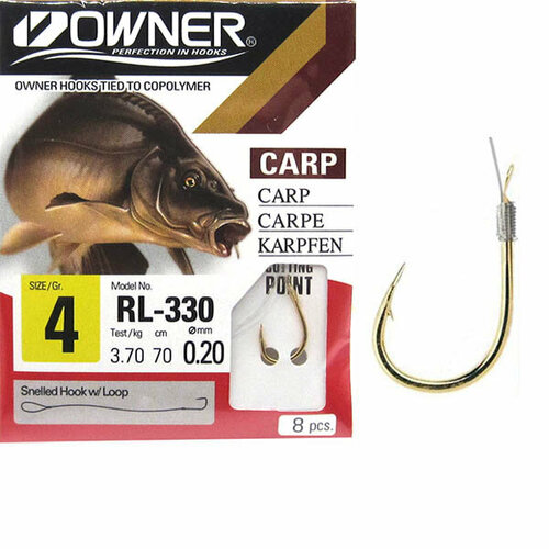 фото Крючок на поводке owner rl-330 carp № 4 (8шт)