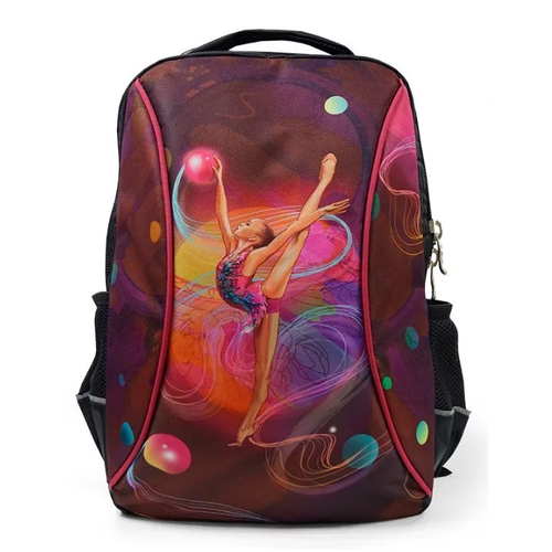 Рюкзак для гимнастики (ткань п/э, черный/розовый) 216 XL -032