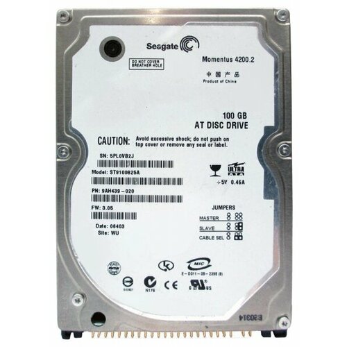Жесткий диск Seagate ST9100825A 100Gb 4200 IDE 25 HDD 1772000₽