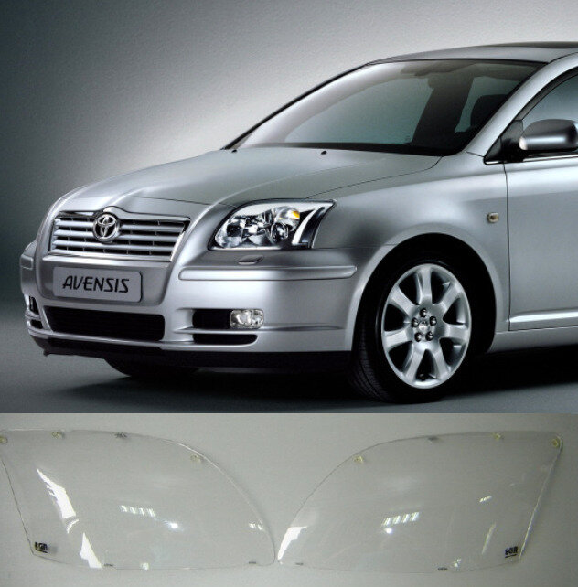 Защита фар прозрачная, пластик, для авто Toyota Avensis 2003-2008