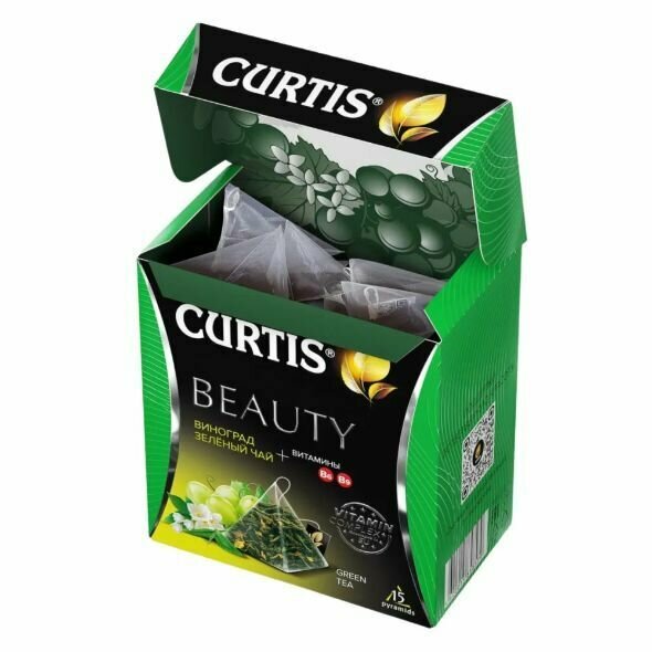 Curtis Чай Beauty в пирамидках зеленый ароматизированный 15 шт 6 уп - фотография № 2