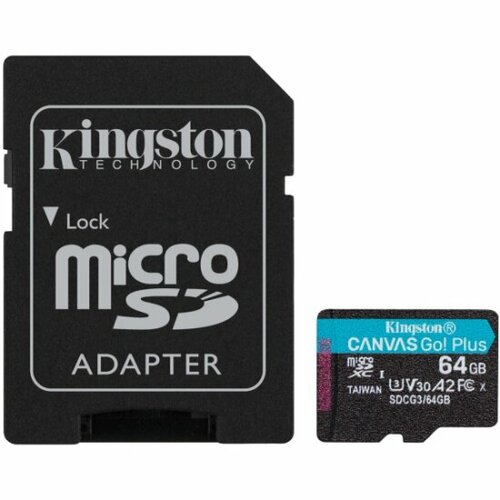 Карта памяти microSDXC Canvas Go Plus, 64 Гб, UHS-I, U3, V30, A2, с адаптером (SDCG3/64GB)