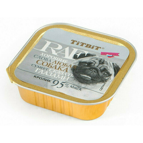 TiTBiT RAF влажный корм для собак с кроликом, в ламистерах - 100 г х 15 шт