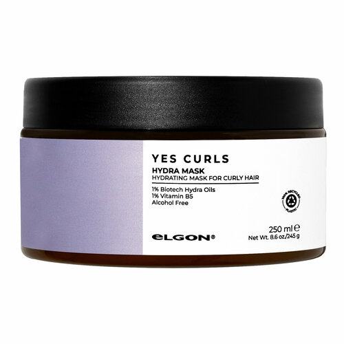 Увлажняющая маска для кудрявых волос Hydra Mask Yes Curls Elgon, 250 мл увлажняющий шампунь для кудрявых волос hydra shampoo yes curls elgon 1000 мл