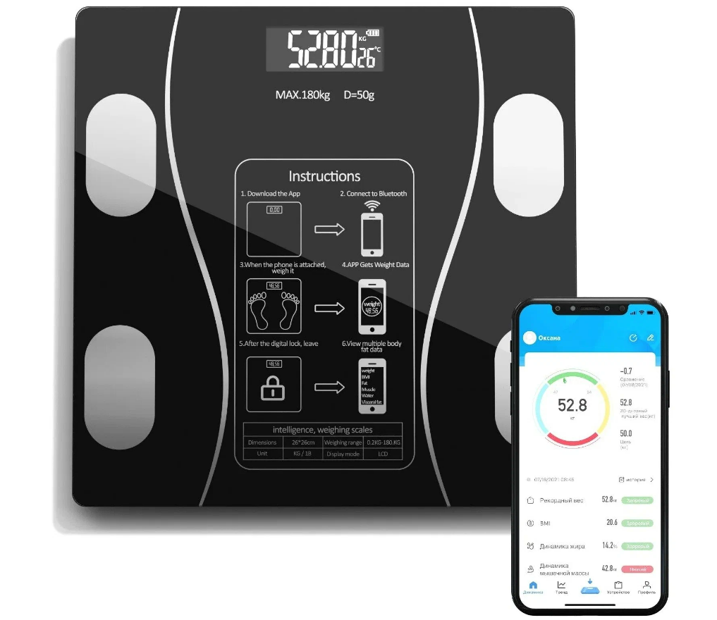 фото Напольные весы\Умные напольные электронные весы\ Весы Electronic personal scale черный матовый