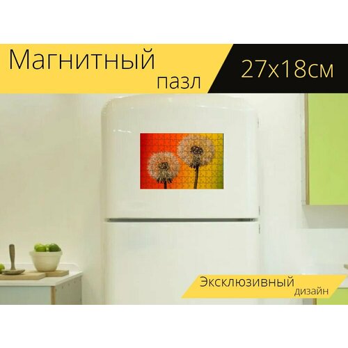 Магнитный пазл Одуванчик, макрос, одуванчик обыкновенный на холодильник 27 x 18 см. магнитный пазл одуванчик природа макрос на холодильник 27 x 18 см