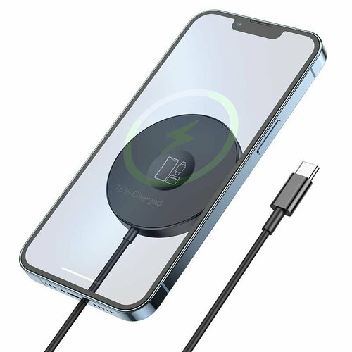 Беспроводное зарядное устройство магнитное для iPhone и Airpods Hoco CW41 беспроводное зарядное устройство baseus simple mini magnetic bs w522 кабель type c 2a 15w черный