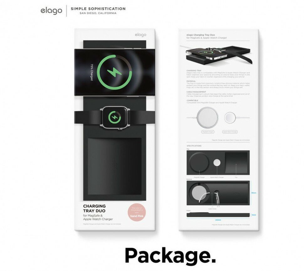 Док-станция Elago Charging Tray Duo for MagSafe (без кабеля), цвет "Розовый песок" (EMSTRAY-DUO-SPK) — фото 3