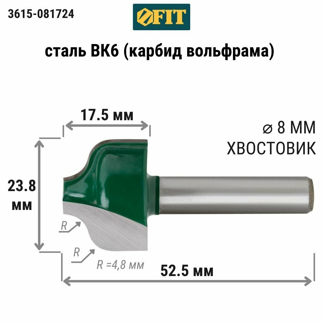 Фреза пазовая фасонная DxHxL-238х175х525мм FIT 3615-081724