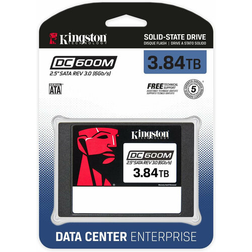 Серверный SSD Kingston DC600M 3840GB 25 7mm SATA3 3D TLC RW 560530MBs IOPs 94 00059 000 TBW 7008 DWPD 1 SEDC600M3840G 6338600₽