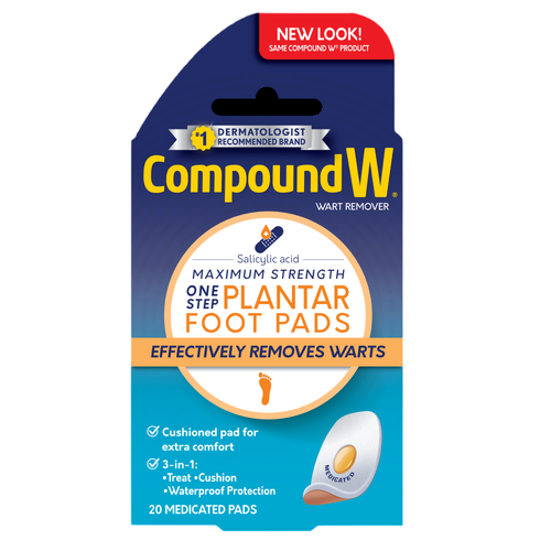 Compound W One Step Pads for Plantar Warts пластыри для лечения подошвенных бородавок/быстрое действие/перевязка/пластырь на ногу/лечебный/повязка