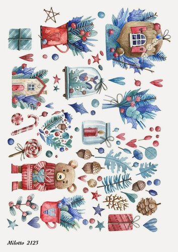 Изображение товара Декупажная карта А4 рисовая бумага новогодние картинки 2123