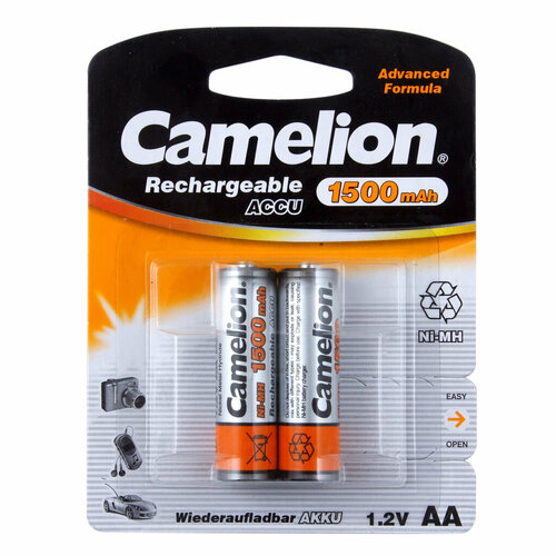 Батарейка AA HR6 1.2V аккумулятор Ni-MH 1500mAh блистер (2шт.) CAMELION аккумулятор camelion 6f22 250mah 9v ni mh bl1 арт 16431