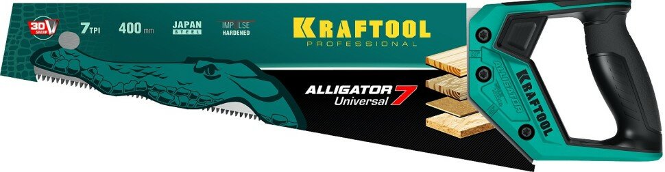 KRAFTOOL Ножовка универсальная "Alligator 7", 400 мм, 7 TPI 3D зуб, KRAFTOOL ( 15004-40_z01 )