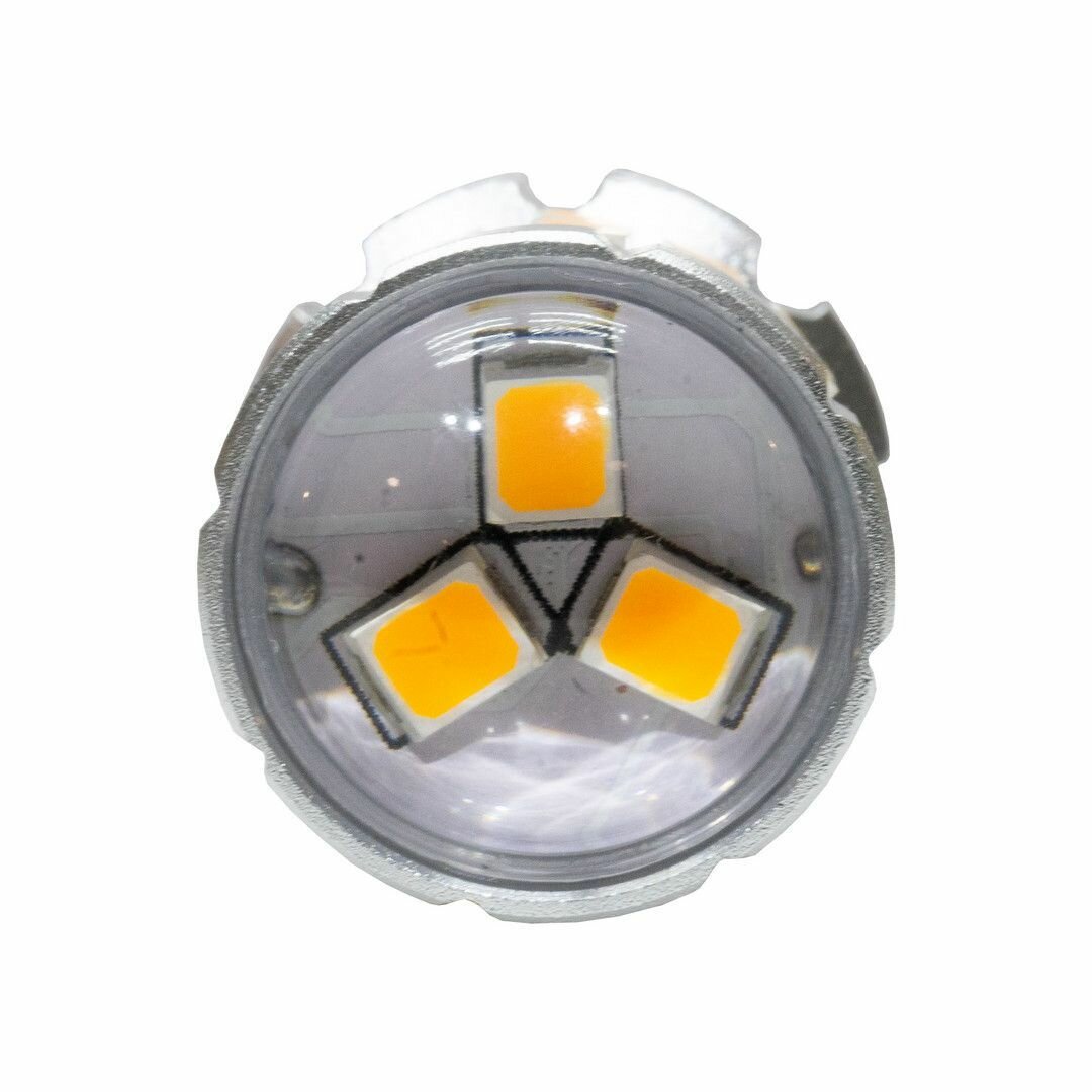 Светодиодная LED лампа для авто PY21W (1156) со смещенным цоколем, желтый цвет, поворотники, аварийная сигнализация, би полярная, 2 шт.