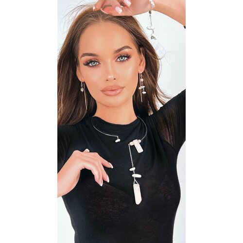 фото Колье maro, говлит, горный хрусталь, длина 55 см, серебряный, серый