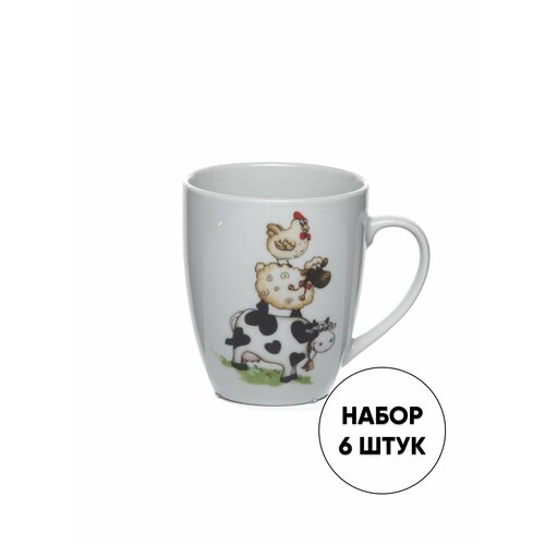 CERATECH Кружка фарфоровая, 390мл, ферма, 6шт