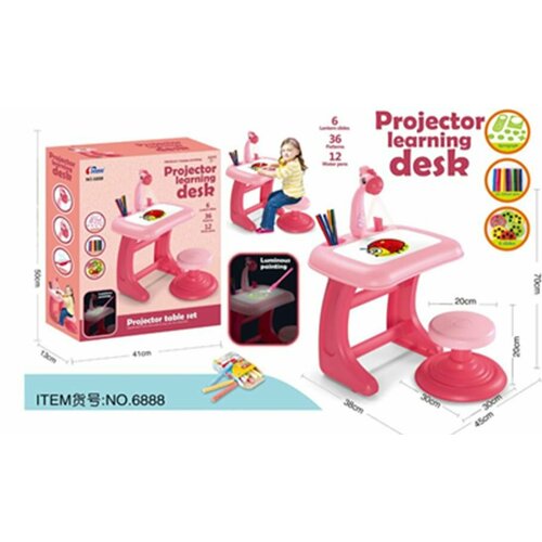 Столик с проектором, цвет розовый детский проектор стол для рисования доска для рисования стол для письма искусства ремесла обучающая проекционная машина игрушка для ри