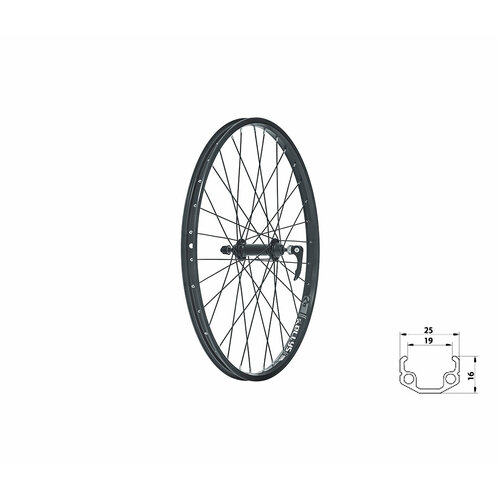 KELLYS Колесо перед. KLS WASPER V-brake F, 24", чёр.