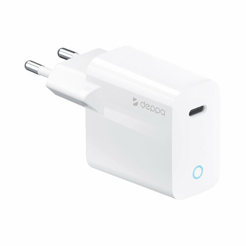 Сетевое зарядное устройство Wall Charger USB Type-C, Power Delivery, 25Вт, белый, Deppa, Deppa 11428 сетевое зарядное устройство type c power delivery 25вт deppa черное 11427