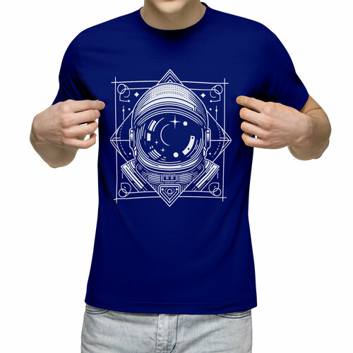 Футболка Us Basic, размер 2XL, синий мужская футболка космонавт в космосе ловит пиццу m серый меланж