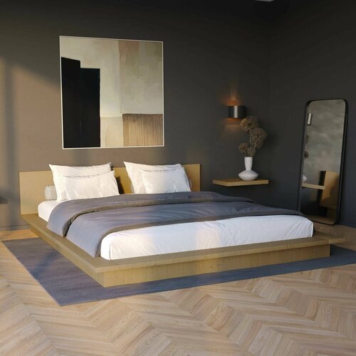 Кровать двуспальная массив 160x200 Азуми цвет Орех