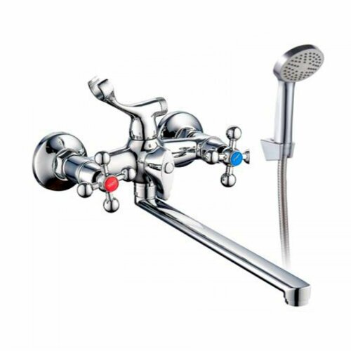 Смеситель дванны Baizheng Q1735-G29-X08 махововики длинный издив L-нос дивертор в корпусе 3152₽