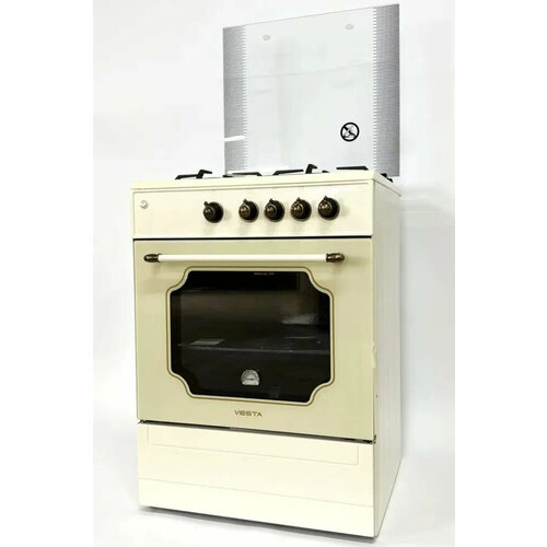 Плита комбинированная VESTA Valencia VGE 10-E Бежевая Retro CHU (чугун, розжиг, подсветка, стекл. кр)