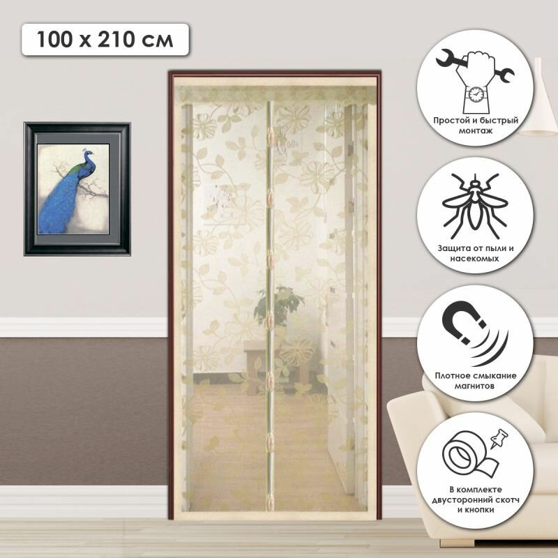 фото Противомоскитная сетка Rosenberg R-400008 100x210 см, на дверь, магниты