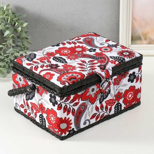 Шкатулка для рукоделия Народный цветочный узор 19х26х14,5 см