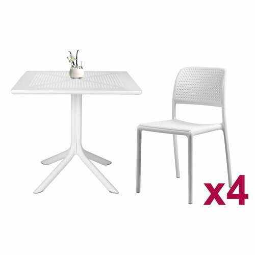 Комплект садовой мебели на 4 персоны NARDI Clip 80 Bora Bistrot для дачи белый 63670₽