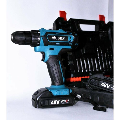 Аккумуляторная дрель-шуруповерт с ударным режимом 48V 2 аккумулятора кейс 4450₽