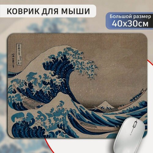 Изображение товара Коврик для мыши 30х40 с принтом Хокусай (Минимализм, счет, Сканди, Джапанди, Волна ) - 2075