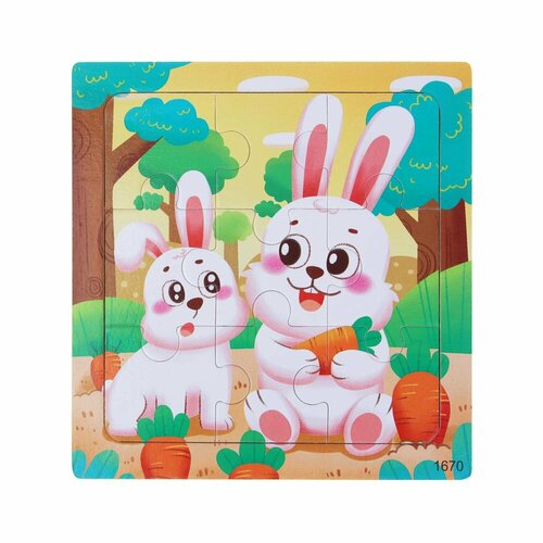 Игроленд Пазл деревянный для малышей дерево 15х15см 6-10 дизайнов 10 штук 1018₽