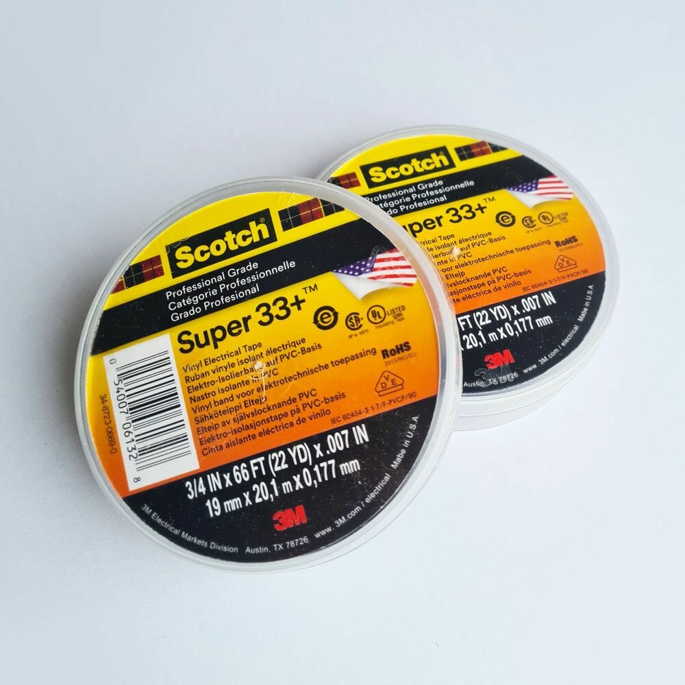 фото 3M изолента Super 33+ USA * 2шт по 20 метров * ПВХ изолента, сделана в США