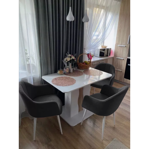 Стул для кухни и гостиной мягкий со спинкой графит велюр