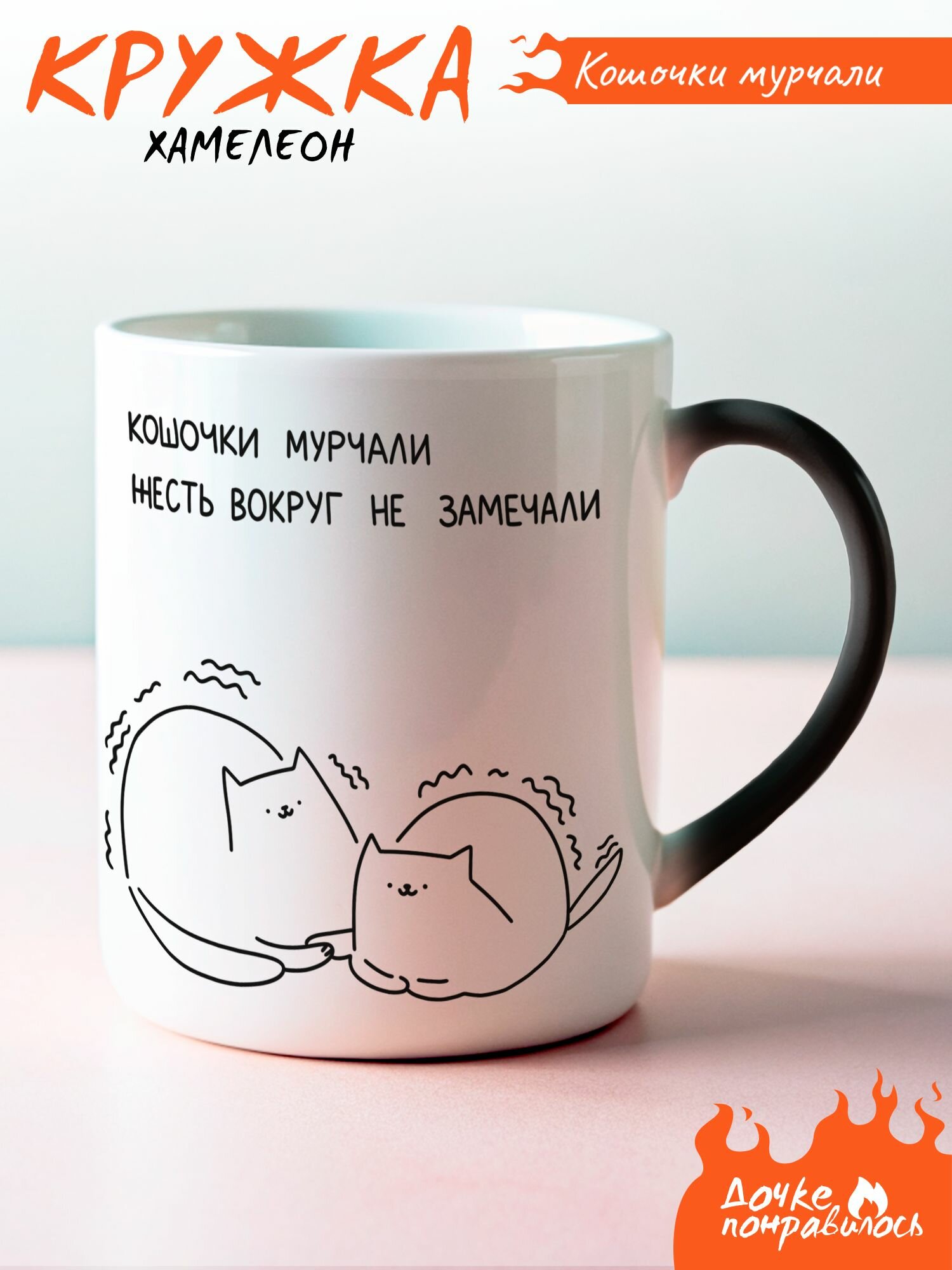 Кружка хамелеон Кошочки мурчали подарочная