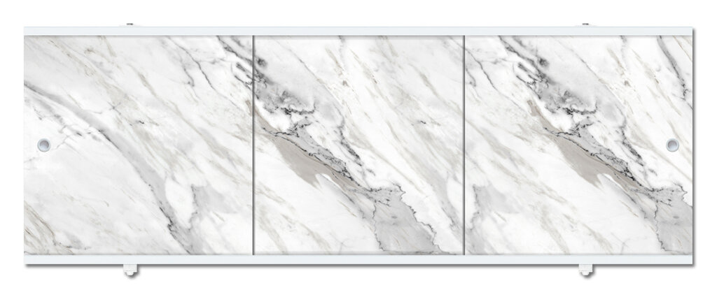 фото Экран «Premium Collection» Монохром/Мрамор 1680х560х34 /3 дверки (рама - окрашенная алюминиевая, две