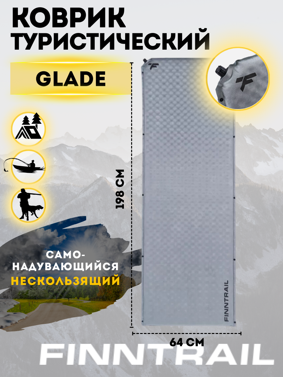 Туристический коврик Finntrail GLADE самонадувающийся 198х64см