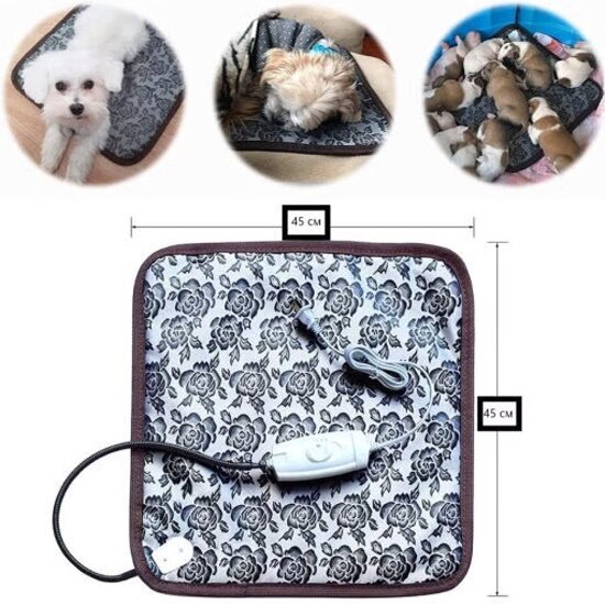 Изображение Коврик-лежанка Zoowell petPB0006 с подогревом для кошек и собак 45*45 см, Розы