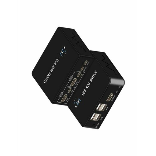 2-портовый HDMI USB KVM-переключатель 8K 60Hz с выносной кнопкой и 2я usb кабелями 3500₽