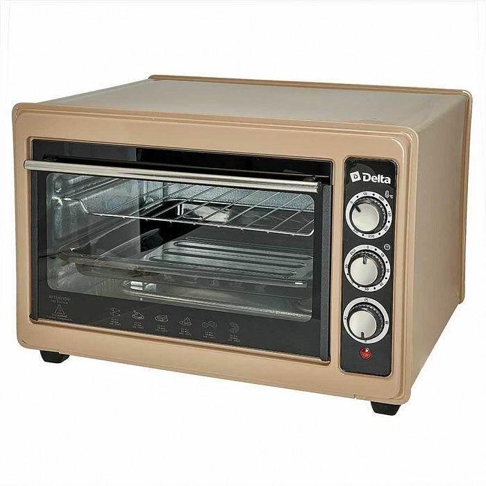 Духовка Delta D-0123 электрическая, объём 37 л, бежевая, 1300 Вт