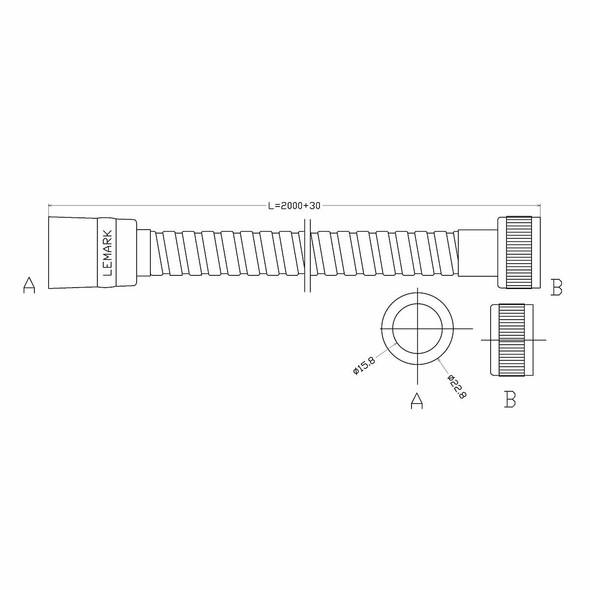 Душевой шланг Lemark LE8031S 200 двухзагибный — фото 1