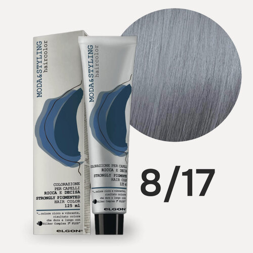 Изображение товара Крем - краска для волос профессиональная Elgon Moda&Styling 8/17 Светлый русый Пепельно-жемчужный 125 мл