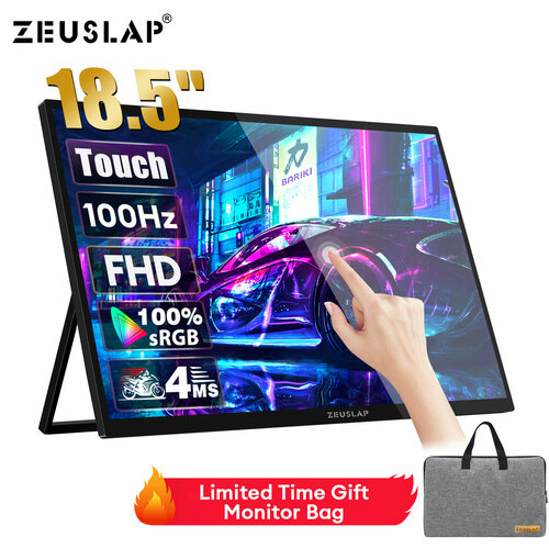 ZEUSLAP Z18T 185 100гц сенсорный экран портативный монитор 19201080P 100sRGB 300Cdm туристический дисплей для ноутбука компьютера для ноутбука Switch Steam Deck PS5 Xbox 18400₽