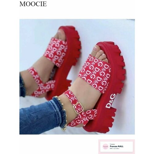 фото Босоножки moocie, размер длина стопы 230 мм, рыжий