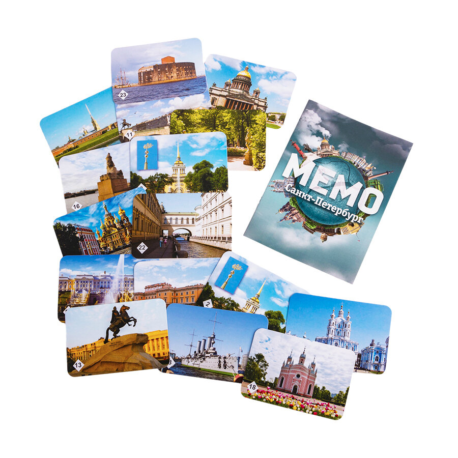 Настольная мемо игра "Найди пару", игровой набор из карточек мемори "Санкт-Петербург" для развития памяти и внимания для детей — фото 1