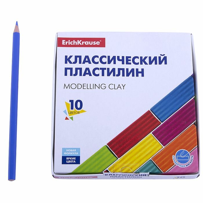 Пластилин для детского творчества, школы 10 цветов, 160 г, ErichKrause Basic